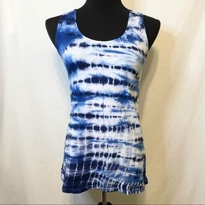 Dalia Collection Blue White Tie Dye Tank Top - XS
